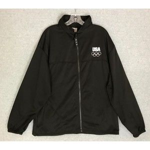USA‎ Olympic Committee Team Jacket Mens XL Black Full-Zip Embroidered Logo Track